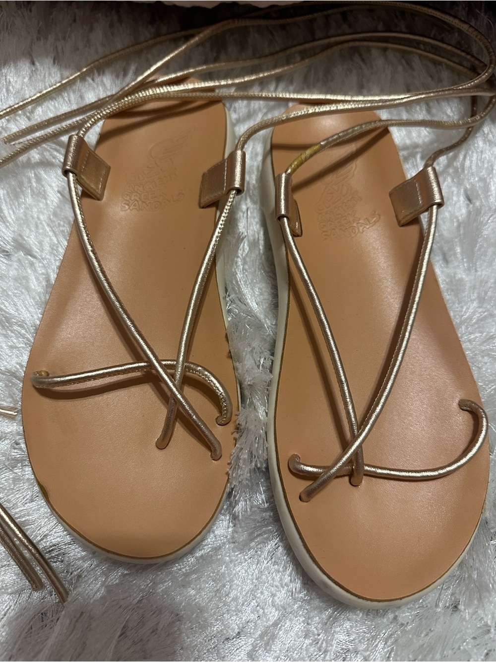 Ancient Greek Metallic Gold Lace-Up Women’s Sandals